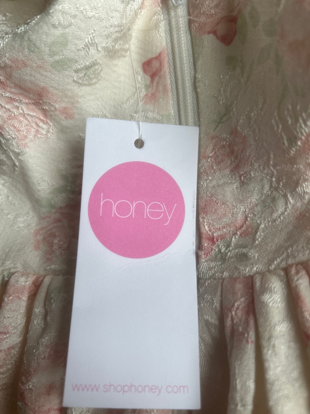 Floral Embroidered Mini Dress in Soft Pink and Cream - Picture 3 of 3